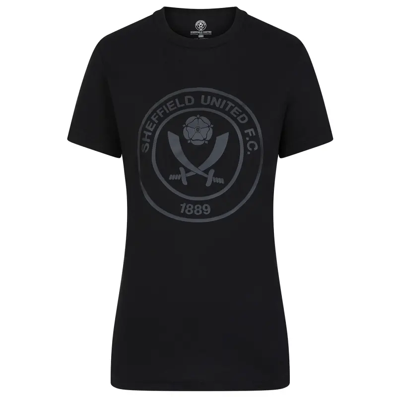 Sheffield United Kits Collection | Shop women-sheffield-united-crest-tee-black-four0106 Football Kits At Sheffield United Store